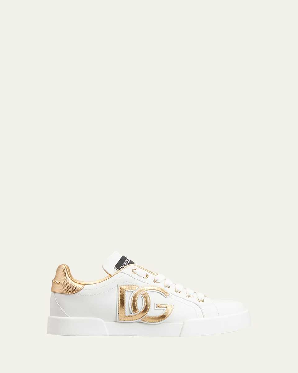 Bicolor Low-Top Leather Sneakers